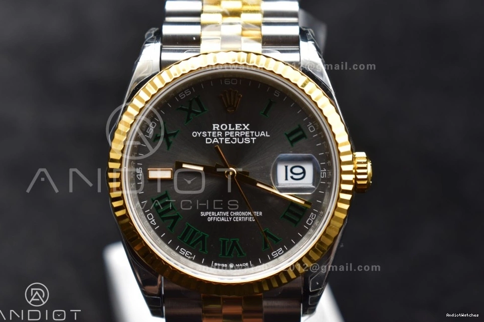 1:1 VS 36 904L Jubilee on DateJust Gray Marker ModernLook Steel VSF Best Roman SS RG Dial 578 Edition 126231 Bracelet Green 0725
